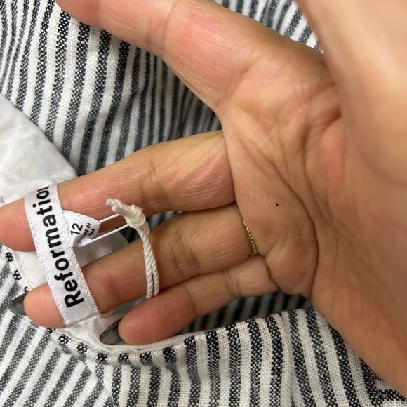 Reformation Tate Linen Halter Black and White Striped Top - Picture 5 of 7